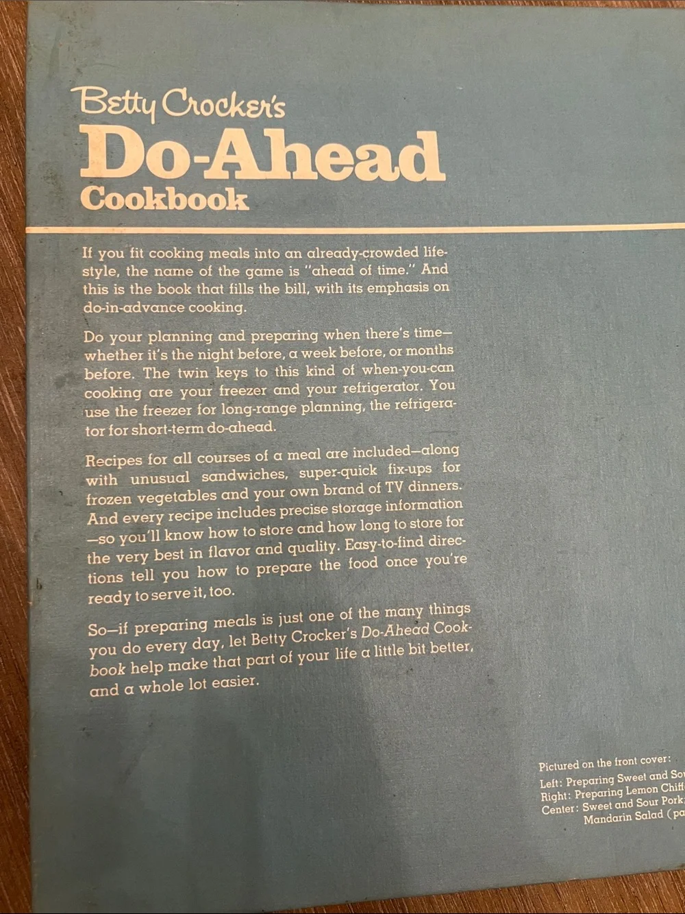Betty Crocker Do-Ahead Spiral Cover  - Blue & Green Cover. 150 pgs of recipies.